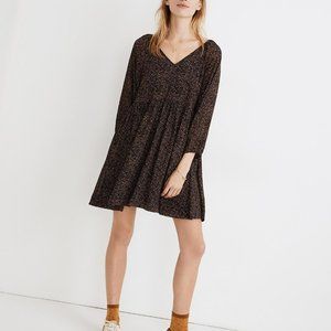 MADEWELL Crinkle Georgette V-Neck Babydoll Dress in Brushed Texture / XX-SMALL